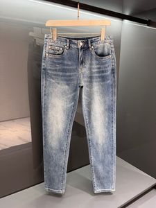 2024 frühling Herbst Perlen Zipper männer Jeans Licht Gewaschen Gestreiften Mann der Lange Bleistift Hosen WCNZ002