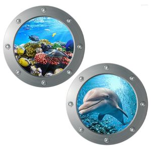 Tapety 2 szt. Naklejka na ścianę Dolphin Decor Room The Sea Ocean Naklejki rzemieślnicze sypialnia PVC Tapeta