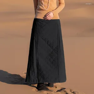 スカート左の女性のスカートスカートハイウエストa字型レトロレトロなレトロなスタイルシンプルな多用途の暖かい快適なブラックロング