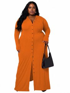 Wmstar Plus Size Dres Mulheres Outono Roupas de Inverno Bunda Solta Sólida V Pescoço LG Elegante Maxi Dr Atacado Dropship 2022 34Jl #