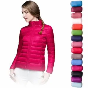 Neue frauen Wintermantel Licht Daunenjacke Weiße Ente Daunenjacke LG Sleeve Warmer Mantel Parka Weibliche Feste Tragbare Oberbekleidung U6SI #