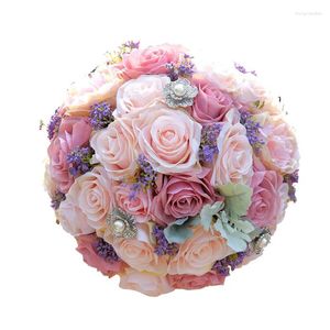 Dekorative Blumen, hochwertige 20 cm große Seide, künstliche Hochzeit im Freien, Blumenstrauß, Pfingstrosen, Rosen, gemischtes Band, Pographing-Requisiten