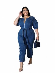 tuta di jeans da donna Plus Size Abiti di un pezzo Indossare pantaloni di jeans con zip tuta estiva da donna casual Dropship all'ingrosso T8n8 #