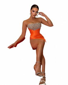 smileven Orange Saudi Arabia Evening Dres A Line Beading Side Split Prom Gowns Robe De Mariee Sleevel Prom Party Dr A0eS#