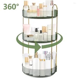 Lagringslådor 3 Tier Makeup Organizer Rotating 360 ° Rotation Make Up Box Cosmetic