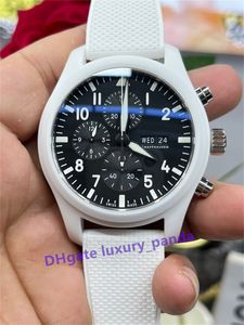 ZF Factory Super Edition Men's Watches 41mm Automatisk mekanisk ETA7750 Movement Sapphire Night Light Watertof Timer Luxury White Ceramic Wristwatches-4