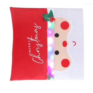 Capas de cadeira Natal LED Iluminado Jantar Voltar Santa Decorativa Slipcovers Protetor Decoração E9LD