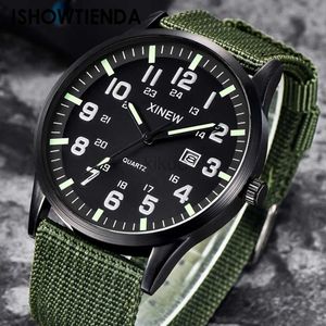 Relógios de pulso Redondo Dial Nylon Strap Banda Homens Menino Militar Exército Data Quartz Relógio de Pulso Presente Relogio Masculino Reloj Hombre 24329