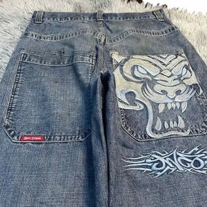 Jnco Ricamo Baggy Jeans Uomo Retro Harajuku Fi Hip Hop Rock Streetwear Pantaloni Y2K Casual Gamba Larga Pantaloni In Denim 2023 Nuovo l95N #