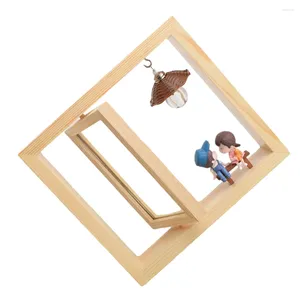 Quadros casal PO Frame Decoração Picture Double Side Rotatable Wooden Electronic Component Creative Desktop Ornament Lovers