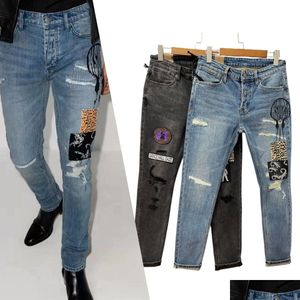 Mens Jeans Designer Trouser Legs Open Fork Tight Capris Denim Trousers Add Fleece Thicken Warm Slimming Jean Pants Brand Clothing Embr Otnf2