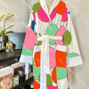 Designer Brand Men Women Bathrobe Cotton Sleepwear Lovers Bath Robe Colorful Jacquard Night Robe with Waist Belt