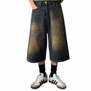 Reddachic y2k denim şort erkekler için colossus geniş bacak jorts kırpılmış bol kot pantolon vintage evli düşük bel pantolonları Kore şık j3xb#