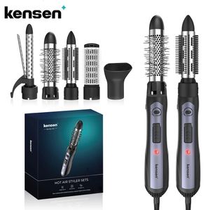 Kensen 5 in 1電気ヘアドライヤーブラシブロースタイラーネガティブイオンデタッチ可能なエアコーム男性女性240329