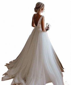 Abito da sposa semplice Dr Nuovo 2023 Bow-knot Design A Line Backl Sleevelees Abito da sposa Bianco / Lvory Taglia su misura robe de soiree n3fQ #