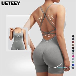 Yoga sätter gymnastik Jumpsuits Women Sports Overalls Lycra Active Wear Fitness Clothing Workout Clothes for Women Short Outfits