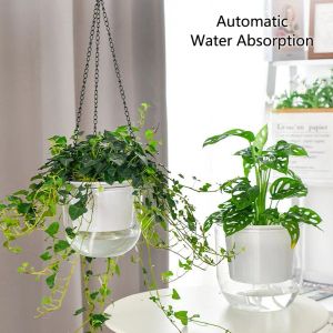 Planters Hanging Flowerpot Self Absorbing Water Hanging Planter Thickened Plastic Planter Hydroponic Soil Cultivation Lazy Flower Pot