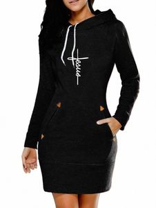 Warmes Midi-Dress-Sweatshirt Täglich lässig mit Kapuze Reißverschluss-Ausschnitt Einfache Taschen Sportrock Herbst 2024New Fi Spring Womens F74J #