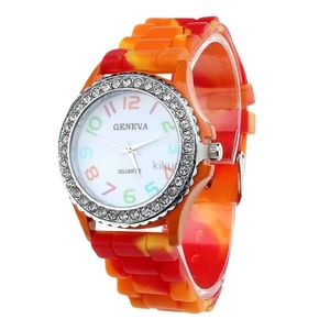 Zegarwatki kobiety oglądają silikonowe zegarek Crystal Bling Watch Analog cyfrowy kwarcowy zegarek na nadgarstek Accesorios para Mjer Montres Femmes 24329