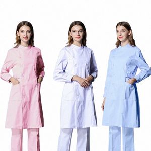 Enfermeira uniformes hospital roupas médicas pet shop feminino médico trabalho wear terno clínico esteticista casaco lg-sleeved e60x #