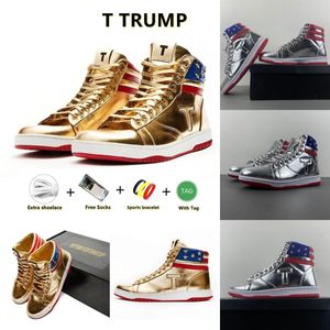 2024 Trump Sneakers Trump Bayrak Trump Ayakkabı Altın Asla Teslimat Yüksek Toplar Tasarımcı 1 TS Gold Özel Erkekler Açık Hafakalar Konfor Sport Spor Gündelik Modaya Dönüş