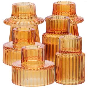 Candle Holders 6 Pcs Desktop Tea Light Holder Crystal Tall Glass Table Centerpiece Wedding Decor