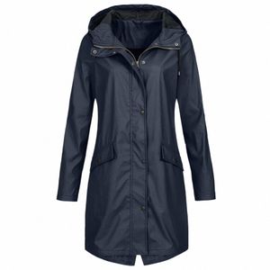 Frauen Regenmantel Outdoor Softshell Jacke Mantel Solide Regen Outdoor Plus Größe Mit Kapuze Winddicht LG Jacke Mantel Trenchcoat Moletom 71tL #