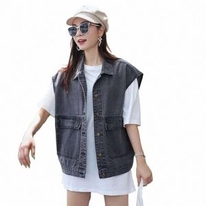 Westen Frauen Denim Sleevel Freund Weiche Freunde Vintage Lose Feste Teenager Frühling Herbst Streetwear Oberbekleidung Kleidung Weibliche M4AO #