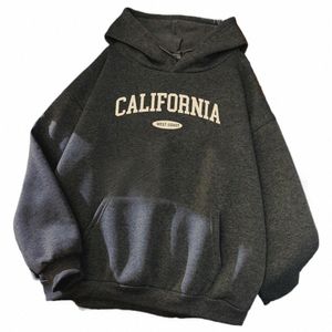 Califórnia West Coast Design Womens Hoody Hip Hop All-Match Streetwear Bolso Crewneck Roupas Fleece Confortável Feminino Hoodie C1vs #