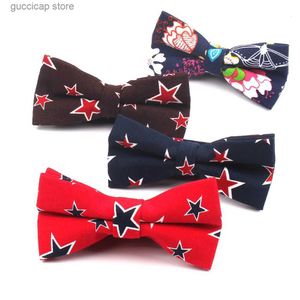 Bow Ties Linen Men Bowtie Casual Mowel for Men Men Men Bowknot Adult Star Print Bows Cravats Groom Bowties na przyjęcie weselne Y240329