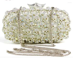 Sacos de noite Xiyuan Mulheres Crânio Branco Osso Diamante Cocktail Jantar Festa Embreagem Bolsa Pequena Bolsa Bolso Mujer Bolsas