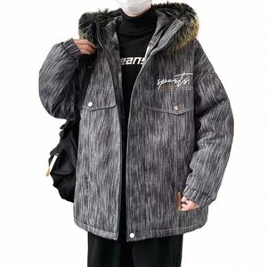 winter New Men Cott-Padded Coat Male Detachable Fur Collar Fleece Lined Thicken Warm Parka Coat Plus Size Casual Trend Outwear O3pK#