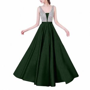 Neue Sexy V-ausschnitt Frauen Dr A-Line Flare Maxi Lg Weibliche Elegante Formale Dres Party Abend Prom Gala Vestidos J32E #