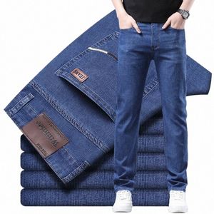 spring Autumn Fi Men Loose Straight Lightweight Jeans High Quality Stretch Pants Cott Denim Classic Brand Trousers R6Iq#