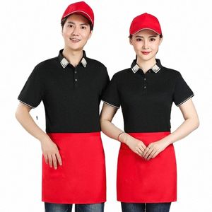 Hotel servitör arbetskläder t-shirt kort ärmkedja catering kafé arbetskläder sommar kall dryck dert butik t-shirt för wo 87bl#