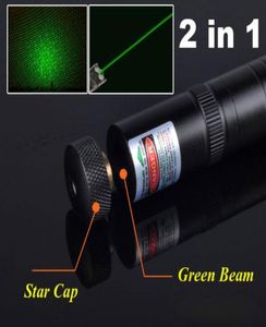 2in1 Star Cap Pattern Ad alta potenza Potente 532nm 5mw Puntatore laser verde Penna Lazer Pointer Torcia elettrica4647854