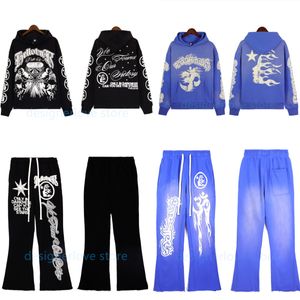 Mens Hellstar Hoodie Hellstar Traccia della tuta a maniche lunghe Panelli abbinati Set Women Outfit Giacca Blu Hoodie Blue Blue Grey Orange Felpa Felpa con cappuccio