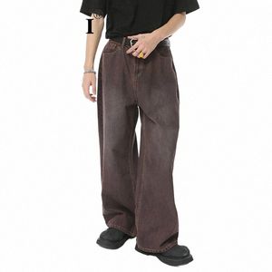 Noymei outono vintage calças de brim largas masculinas fi novo desgaste tubo reto calças jeans rua estilo coreano casual simples wa2432 l29h #