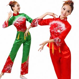 ms. Yangko performance clothing adult female square dance performance stage dance fan waist drum K30Y#