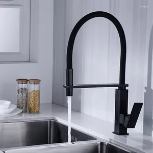 Kitchen Faucets Black Brass Sink Faucet High Quality Single Hole Cold Pull Out Flexible Hose Top Tap