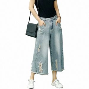 Novità in Pantaloni e Capris Jeans strappati in denim da donna Abiti estivi Baggy Jean Y2k Streetwear Pantaloni a gamba larga Abbigliamento donna Grunge V6GY #