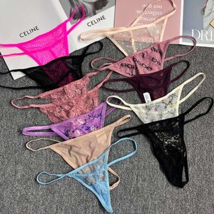 Sexy Embroidered Women's Thong Transparent Gauze Ribbons Seductive Seamless Underwear Women Hot Pants Large