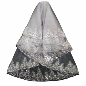 2018 Fi Two Layer Bridal Veil White Ivory Tulle Wedding Veil With Comb Lace Edge Wedding Accories Bridal Veils In Stock k9FC#