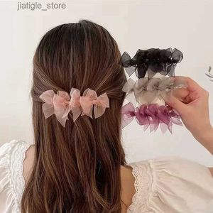 Fermagli per capelli Nuovo coreano Super Fata Temperamento Arco Fermagli per capelli in rete Donna Ragazza Elegante Frangia per capelli spezzata Clip laterale Clip a becco d'anatra alla moda Y240329