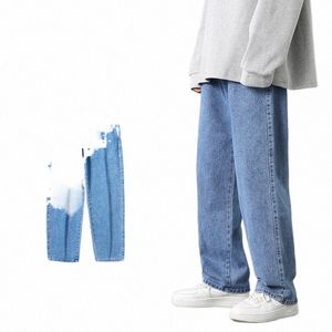 Мужские прямые джинсы весна-лето новый классический стиль с эластичной резинкой на талии свободные драпированные брюки Fi Y2k мужские уличные брюки I2ux #