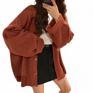 女性のカーディガンセーターVネックバットダウン特大のニットジャケット韓国カジュアルシックな衣装b9xa＃