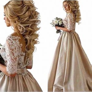 boho robe de mariee vestido novia wedding dr satin lgue half sleeves Robe De Soiree lace robe de soiree bride to be j7mV#