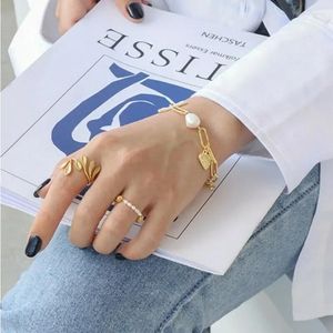 Cluster Rings 925 Sterling Silver Korean Fashion Ins Olive Leaf Ring Female Minimalist Temperament Unikt design Guldfärg justerbar