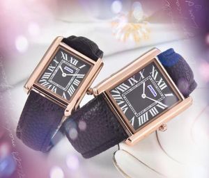 Relógio de bateria de quartzo de prata de ouro rosa casal homens mulheres moda preto marrom cinto de couro genuíno mostrador quadrado feminino relógio masculino hip hop personalizado relógios personalizados