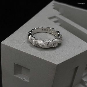 Cluster Rings Infinity Lab Diamond Ring Real 925 Sterling Silver Party Wedding Band för kvinnor Män lovar smycken